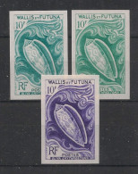 WALLIS ET FUTUNA - 1962-63 - N°Yv. 166 - Coquillage - 3 Essais Non Dentelé / Imperf. Essays - Neuf Luxe ** / MNH - Ungebraucht