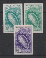 WALLIS ET FUTUNA - 1962-63 - N°Yv. 166 - Coquillage - 3 Essais Non Dentelé / Imperf. Essays - Neuf Luxe ** / MNH - Unused Stamps