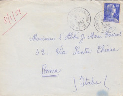 F Lettre Obl. Montfaucon D'Argonne Le 2/1/59 Sur 20f Muller N° 1011B (Tarif Du 1° Juillet 57), Pour L'Italie - 1955-1961 Marianne De Muller