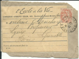 FRANCE   BANDE 3c OBLIT. PARIS PERIODIQUES POUR GRENOBLE ( ISERE ) DE 1926    LETTRE COVER - 1900-29 Blanc