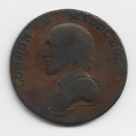 T28 - GRAN BRETAÑA - GRAN BRETAÑA - LONDON & MIDDLESEX - HALF PENNY 1792 - MBC - Otros & Sin Clasificación