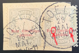 Portomarke Mi 9 II Gepr Bauer BPP, RRR ! FEHLDRUCK „VOIN+EMPFÄNPER“  TADELLOS. Bayern 1882 10 Pf Paar TOELZ - Used