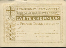 Betekom    : Carte D'honneur - Erekaart   1957 :   Pensionnat Saint-Joseph - Begijnendijk