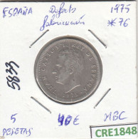 CRE1848 MONEDA ESPAÑA 5 PESETAS 1975 -76 DEFECTO FABRICA MBC - 5 Pesetas