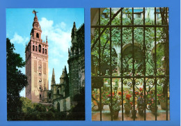 ESPAGNE . ESPAÑA . ANDALUCIA . SEVILLA . " CATEDRAL GIRALDA . PATIO TIPICO . CALLE PIMIENTO ". 3 CPM - Réf. N°37744 - - Sevilla