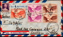 Canal Zone 1949 Cover Sent From Cristobal To Santiago Of Chile Via Pan American World Airways. - Kanalzone