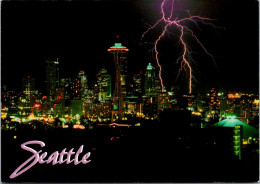 Washington Seattle At Night With Lightning - Seattle