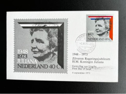 NETHERLANDS 1973 QUEEN JULIANA MAXIMUM CARD NEDERLAND - Maximumkarten (MC)
