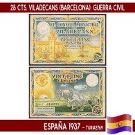 C0679.1# España 1937. 25 Cts. Viladecans (Barcelona) (VF) TUR#2769 - 1-2 Pesetas
