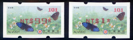 2023 Taiwan - ATM Frama -Purple Crow Butterfly #101 ($99.00+$1.00) - Machine Labels [ATM]