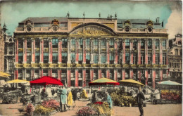 BELGIQUE - Bruxelles - La Grand'Place Et Marché Aux Fleurs - Colorisé - Carte Postale Ancienne - Marktpleinen, Pleinen