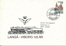Denmark Cover The Langa - Viborg Railway 125th Anniversary Langa Bjerringbro 4-6-1988 Train T8577 With Cachet - Briefe U. Dokumente