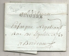 Lettre, Préphilatélie XVII E Siècle, 1799, AN VII, 64, BAYONNE - 1701-1800: Precursori XVIII