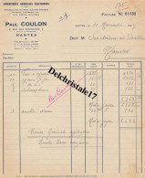 44 0069 NANTES LOIRE-ATLANTIQUE 1947 FOURNITURES ÉLECTRIQUES PAUL COULON RUE DES PÉNITENTES À SANATORIUM DE LA DROITIÈRE - Electricity & Gas