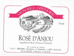 Etiquette De Vin Pays De Loire  ROSE D'ANJOU - G.A.E.C. Grégoire La Terrandière 49 Valanjou - Roséwijn