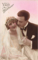 CARTE PHOTO - Noces - Voeux De Bonheur - Colorisé -  Carte Postale Ancienne - Huwelijken