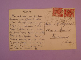 DA6  ALGERIE   BELLE  CARTE  1935  BONE A VINCENNES   FRANCE + PAIRE DE TP+AFF. PLAISANT ++ - Cartas & Documentos