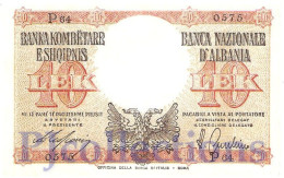 ALBANIA 10 LEKE 1940 PICK 11 AU+ - Albanie