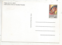 ENTIER POSTAL SUR Carte Postale, POLYNESIE FRANCAISE, 40 F, Tableau De M. G. BOVY, 2 Scans - Cartes Postales Repiquages (avant 1995)