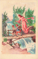 ENFANTS - Dessins D'enfants - Deux Enfants Sur Un Pont Suivis Par Un Ange - Carte Postale Ancienne - Dessins D'enfants