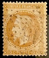 1877 - France - 1 Timbre Classique Oblitéré - Y&T N°28B - "Napoléon III Lauré" - 10 C. Bistre Foncé (a) - 1863-1870 Napoléon III Lauré