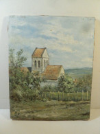 Tableau Ancien Paysage Vue De La Roche-Posay. - Oelbilder