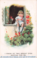ENFANTS - Dessins D'enfants - I Know Of Two Bright Eyes Waiting For Me - Carte Postale Ancienne - Children's Drawings