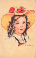 ENFANTS - Dessins D'enfants - Petite Fille Portant Un Chapeau De Paille - Carte Postale Ancienne - Dibujos De Niños