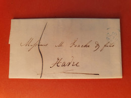 Cad En Bleu Sur Lettre Avec Texte De Paris Pour Le Havre En 1828 - Réf 2010 - 1801-1848: Precursors XIX