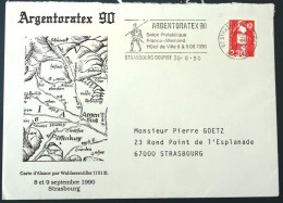 1990 France Cover FDC Strasbourg Bourse Argentoratex 90 Flamme Spéciale  Sonderstempel Marcophilie - Collections (sans Albums)