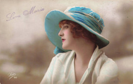FANTAISIE - Femme - Love Maria - Chapeau Bleu -  Colorisé -  Carte Postale Ancienne - Femmes