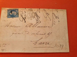 Napoléon 20ct Sur Lettre Avec Texte De Paris Pour Le Havre En 1864 - Réf 2029 - 1849-1876: Période Classique