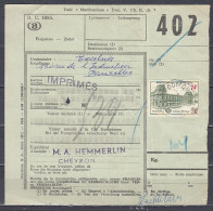 Vrachtbrief Met Stempel WERBOMONT - Dokumente & Fragmente