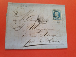 Napoléon Lauré 20ct Sur Lettre Avec Texte De Paris Pour Le Havre En 1867 - Réf 2053 - 1849-1876: Période Classique