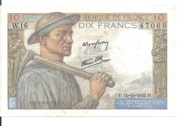 FRANCE 10 FRANCS 1942 AUNC P 99 D - 10 F 1941-1949 ''Mineur''