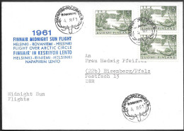 Finland Flight Over Arctic Circle Postcard 1961. Finnair Helsinki - Rovaniemi - Cartas & Documentos