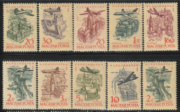 HONGRIE - Poste Aérienne N°213/22 ** (1958-59) Avions - Neufs