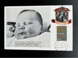 NETHERLANDS 1969 BIRTH OF PRINCE CONSTANTIJN 11-10-1969 MAXIMUM CARD NEDERLAND - Maximum Cards