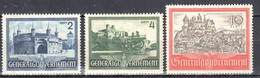 Poland Generalgouvernement 1941 - Buildings  - Mi.63-65 - MNH(**) - General Government