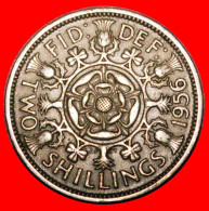 * TUDOR ROSE (1954-1970): UNITED KINGDOM FLORIN 1956! GREAT BRITAIN! ELIZABETH II (1953-2022)!· LOW START · NO RESERVE! - J. 1 Florin / 2 Schillings