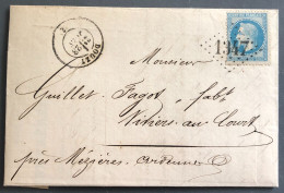 France, N°29 Sur Lettre TAD DOUZY (7) 23.6.1869 - (A1327) - 1849-1876: Periodo Clásico