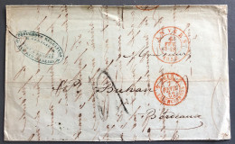 France, TAD BELG. VALANCIENNES 7.2.1852, Sur Lettre D'Anvers Pour Bordeaux - (A1335) - Marques D'entrées