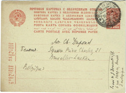 Russie. Carte Postale Avec Réponse Payée. Moscou Vers Bruxelles 1934. Entier Postal. - ...-1949