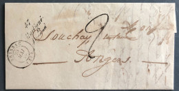 France, Cursive 47 Martigné-Briand Sur Lettre 20;5.184? Pour Angers - (A1394) - 1849-1876: Classic Period