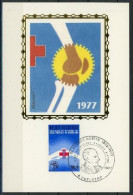 Belgique 1977 Nobel Red Cross Croix Rouge Carte Maximum - Prix Nobel