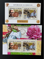 Burundi 2014 / 2015 Mi. 3530 - 3531 Bl. 527 - 528 Alexander Fleming Prix Nobel Prize Fleur Flower Coin Münzen Blume - Neufs