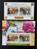 Burundi 2014 / 2015 Mi. 3530 - 3531 Bl. 527 - 528 Alexander Fleming Prix Nobel Prize Fleur Flower Coin Münzen Blume - Monnaies