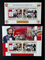 Burundi 2014 / 2015 Mi. 3538 - 3539 Bl. 535 - 536 Henri Dunant Fondateur Croix-Rouge Red Cross Rotes Kreuz Airplane - Rotes Kreuz