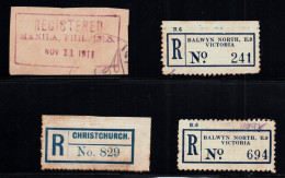 World  XIX Century Registration Labels Registered BOB Stamps Odd Collection Lot - Collections (sans Albums)