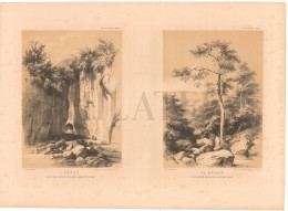 1837, LABORDE: "VOYAGE DE LA SYRIE" LITOGRAPH PLATE #2. ARCHAEOLOGY / MIDDLE EAST / SYRIA / KEPSE / JEBEL AQRA - Arqueología